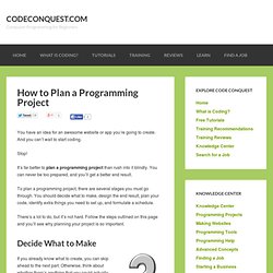 How to Plan a Programming Project – CodeConquest.com