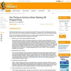 Ten Things to Achieve When Starting 3D Programming