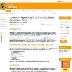 Functional Programming in C# 3.0 using Lambda Expression - Part 1