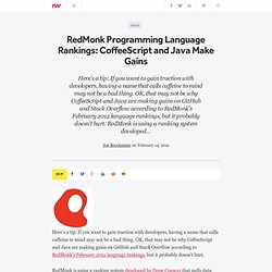RedMonk Programming Language Rankings: CoffeeScript and Java Make Gains