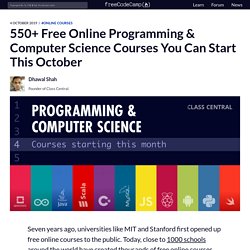 550+ Free Online Programming & Computer Science Courses You Can Start This October