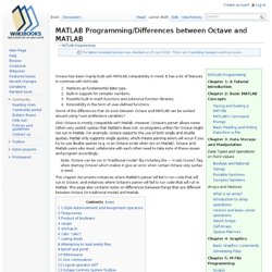 MATLAB Programming/Differences between Octave and MATLAB