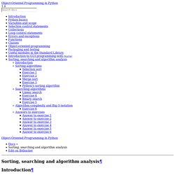 Sorting, searching and algorithm analysis — Object-Oriented Programming in Python 1 documentation