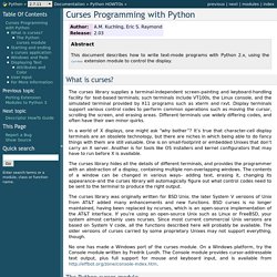 Curses Programming with Python — Python v2.7.2 documentation - Iceweasel