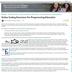Online Coding Exercises For Programming Education - Computer Science Teacher - Thoughts and Information from Alfred Thompson