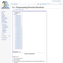 C++ Programming/Exercises/Iterations - Wikibooks, open books for an open world - StumbleUpon