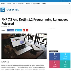 PHP 7.2 And Kotlin 1.2 Programming Languages Released