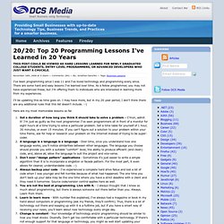 20/20: Top 20 Programming Lessons I've Learned in 20 Years