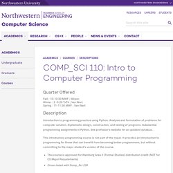 COMP_SCI 110: Intro to Computer Programming