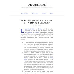Text based programming in primary schools?