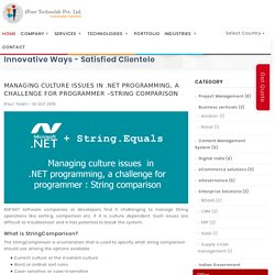 Managing culture issues in .NET programming, a challenge for programmer –String comparison