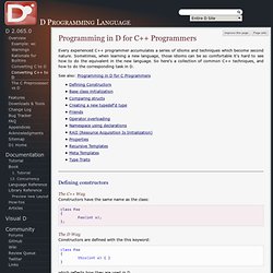 Programming in D for C++ Programmers - D Programming Language