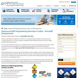 Outsource ASP Programming Services in India - Hire ASP Programmers