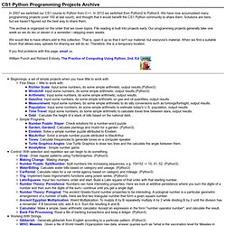 CS1 Python Programming Projects Archive