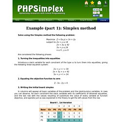 Linear programming: Simplex method example