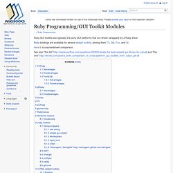 Ruby Programming/GUI Toolkit Modules