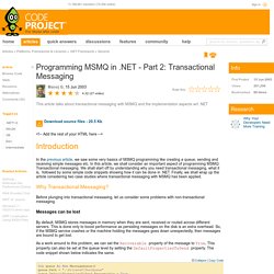 Programming MSMQ in .NET - Part 2: Transactional Messaging