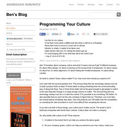 Programming Your Culture