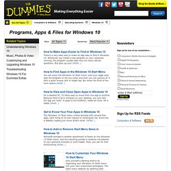 Programs, Apps & Files for Windows 10