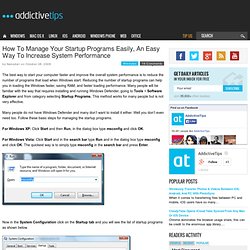 How To Manage Your Startup Programs Easily, An Easy Way To Increase System Performance