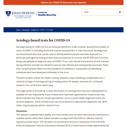 Global Progress on COVID-19 Serology-Based Testing