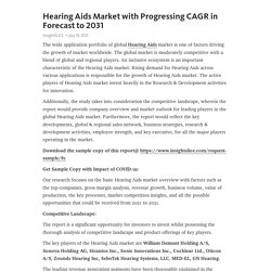 Hearing Aids Market with Progressing CAGR in Forecast to 2031 – Telegraph