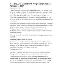 Hearing Aids Market with Progressing CAGR in Forecast to 2031 – Telegraph