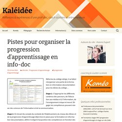 Pistes pour organiser la progression d’apprentissage en info-doc