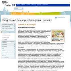 Progression des apprentissages au primaire