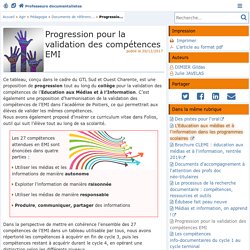 Progression pour la validation des compétences EMI - Doc'Poitiers - Le site des professeurs documentalistes