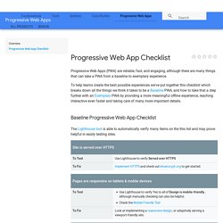 Progressive Web App Checklist  