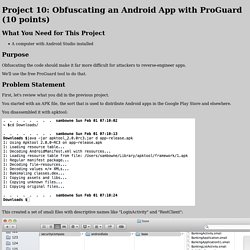Project 10: Obfuscating an Android App with ProGuard (10 points)