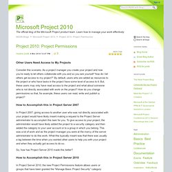 Project 2010: Project Permissions - Microsoft Project 2010