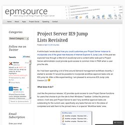 Project Server IE9 Jump Lists Revisited