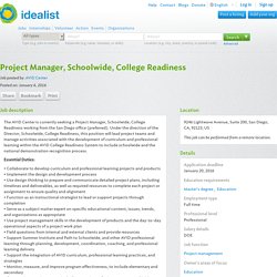 Job (San Diego): Project Manager, Schoolwide, College Readiness