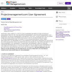 Projectmanagement.com User Agreement