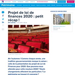 Projet de loi de finances 2020 : petit récap !