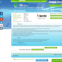 Chef de Projet Webmarketing junior (H/F), offre d'emploi Spareka à 75019 Paris, Ile-de-France