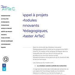Appel à projets Modules Innovants Pédagogiques, Master ArTeC – EUR ArTeC