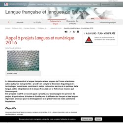 Appel à projets Langues et numérique 2016 - Langue française et langues de France