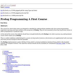 Prolog Programming A First Course