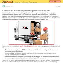 5 Prominent and Popular Supply Chain Management Companies in India