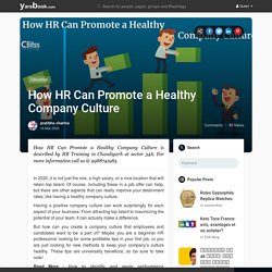 How HR Can Promote a Healthy Company Culture