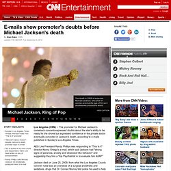 E-mails show promoter's doubts before Michael Jackson's death