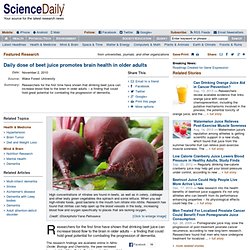 Daily dose of beet juice promotes brain health in older adults