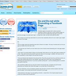 Do and Do-not while Promoting a Facebook Page