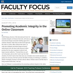 Promoting Academic Integrity in the Online Classroom