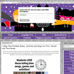 Promoting Success: Telling Time Printable Games, Activities and Songs for First, Second and Third Grade