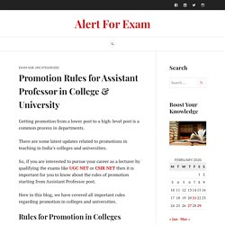 Promotion Rules for Assistant Professor in College & University