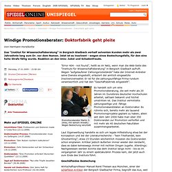 Windige Promotionsberater: Doktorfabrik geht pleite - SPIEGEL ONLINE - Nachrichten - UniSPIEGEL